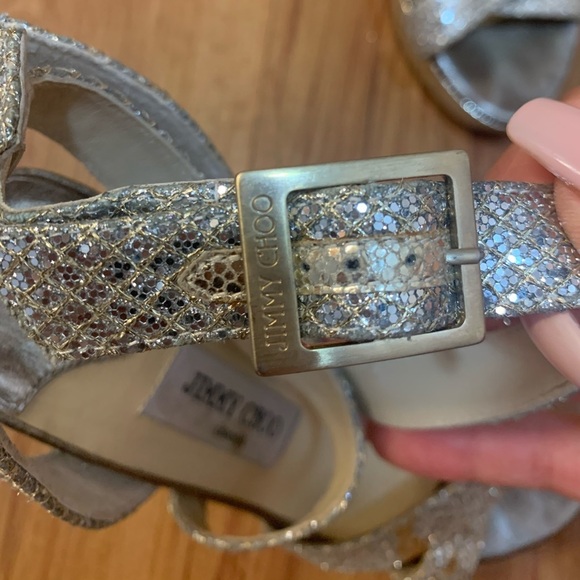 Jimmy Choo Vamp Glitter Crossing-straps Sandals - Picture 10 of 15